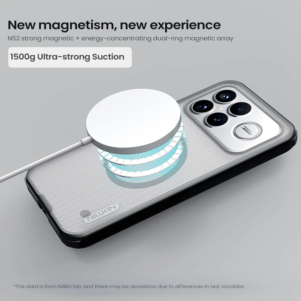 Coque MagSafe pour Xiaomi Poco F8 Ultra, Nillkin, Super Shield Pro, Noire Transparente Satinée