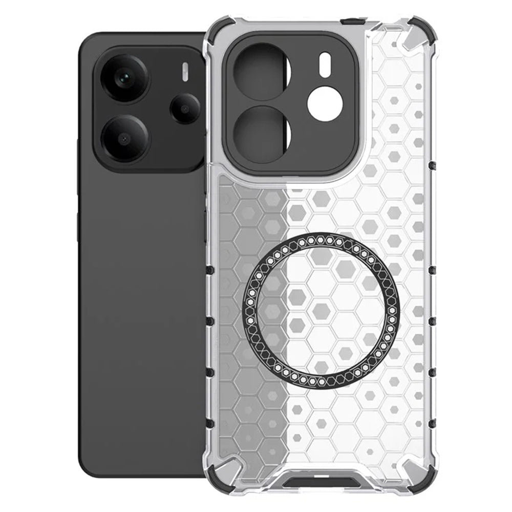 Custodia MagSafe per Xiaomi Redmi Note 14 4G (Regionale), Techsuit, HoneyComb Shield, Bianca