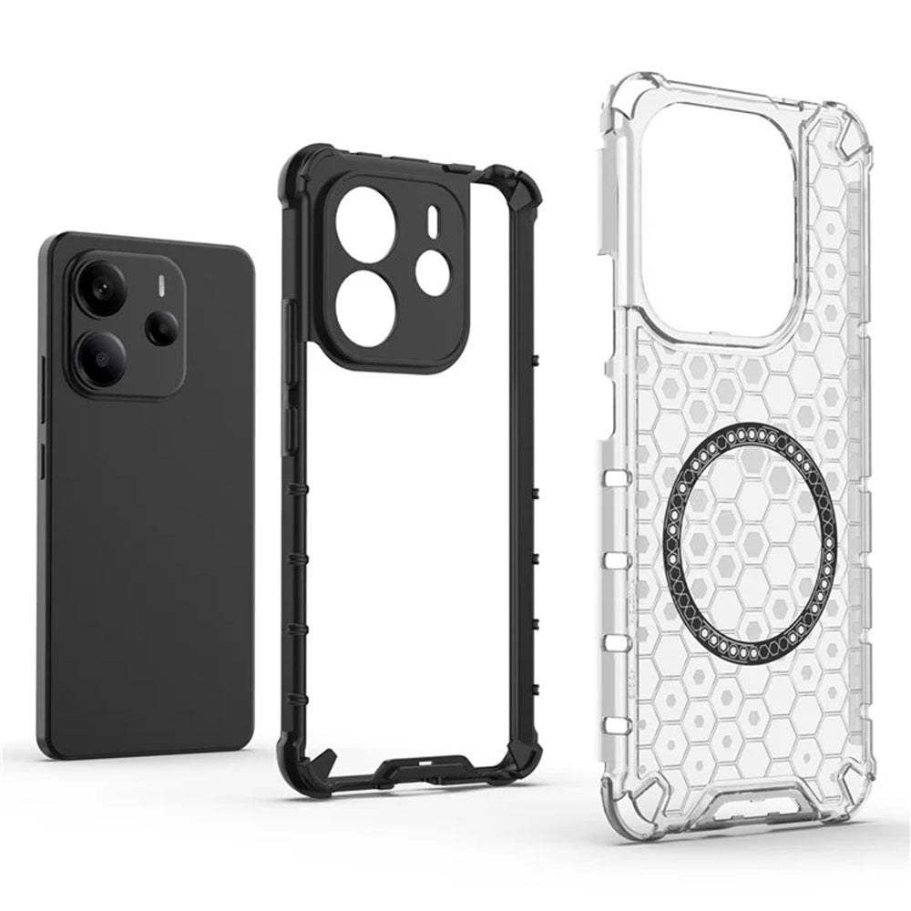 Custodia MagSafe per Xiaomi Redmi Note 14 4G (Regionale), Techsuit, HoneyComb Shield, Bianca