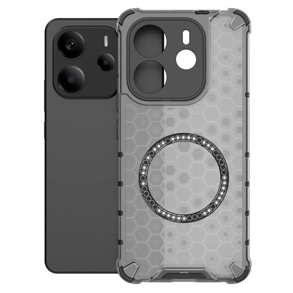 Coque MagSafe pour Xiaomi Redmi Note 14 4G (Régional), Techsuit, HoneyComb Shield, Noire