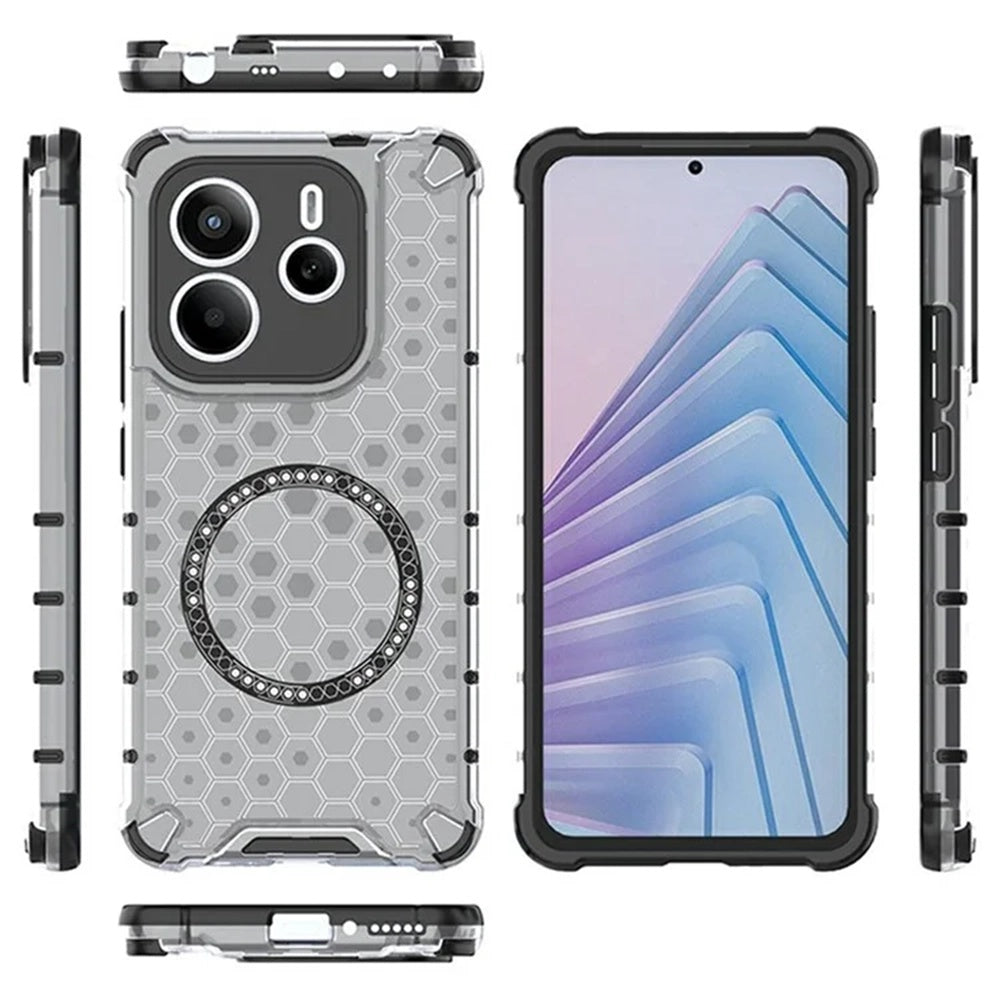 Coque MagSafe pour Xiaomi Redmi Note 14 5G, Techsuit, HoneyComb Shield, Blanche