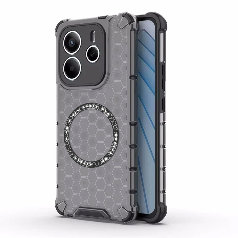 Custodia MagSafe per Xiaomi Redmi Note 14 5G, Techsuit, HoneyComb Shield, Nera