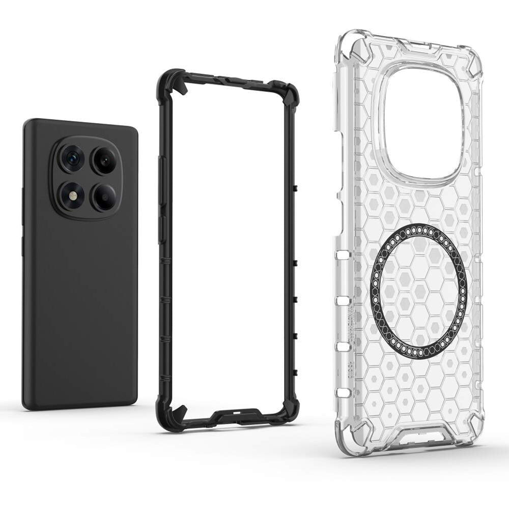Custodia MagSafe per Xiaomi Redmi Note 14 Pro 4G, Techsuit, HoneyComb Shield, Bianca