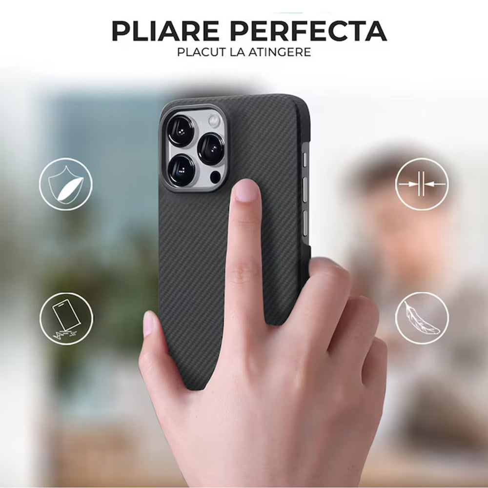 Custodia MagSafe per Apple iPhone 17 Air, Techsuit, Fibra di Aramide, Nera