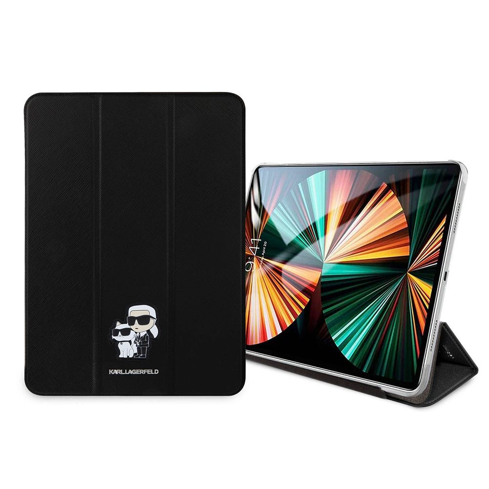 Hülle für Apple iPad Pro 13 (2024), Karl Lagerfeld, Saffiano Karl & Choupette, Schwarz.