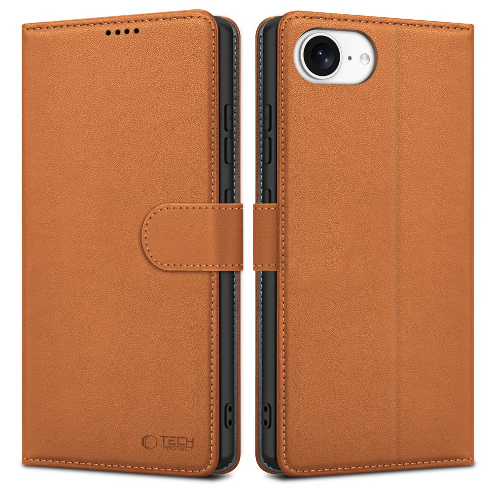 Custodia per Apple iPhone 16e, Tech-Protect, Wallet, Marrone