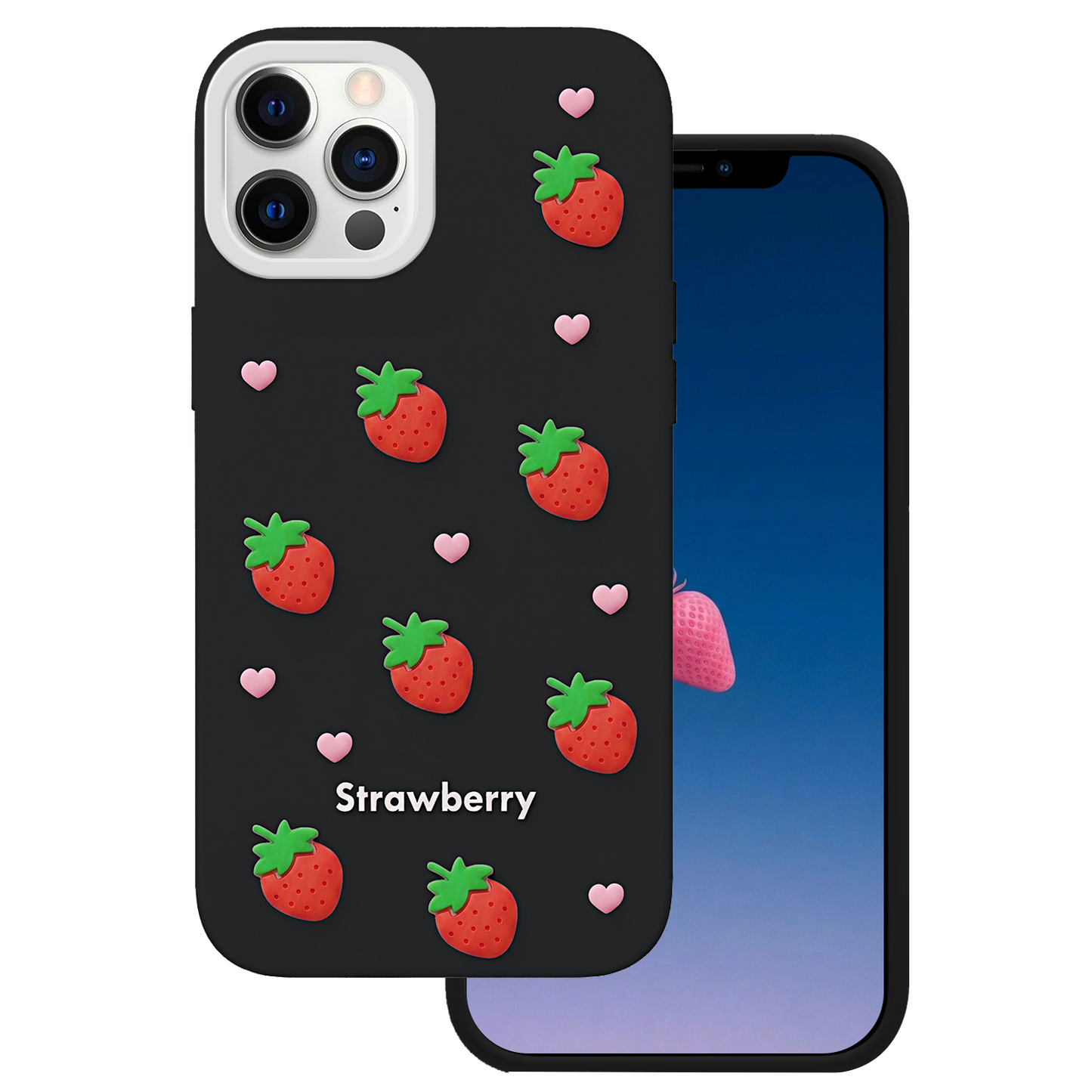 Custodia per Apple iPhone 12 / 12 Pro, OEM, Strawberry, Nera