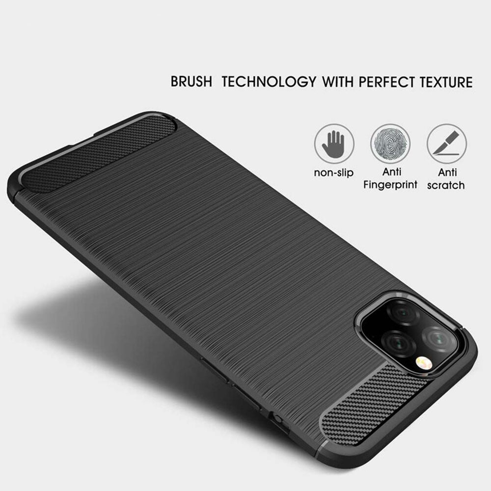 Custodia per Apple iPhone 11 Pro Max, Techsuit, Carbonio, Nera