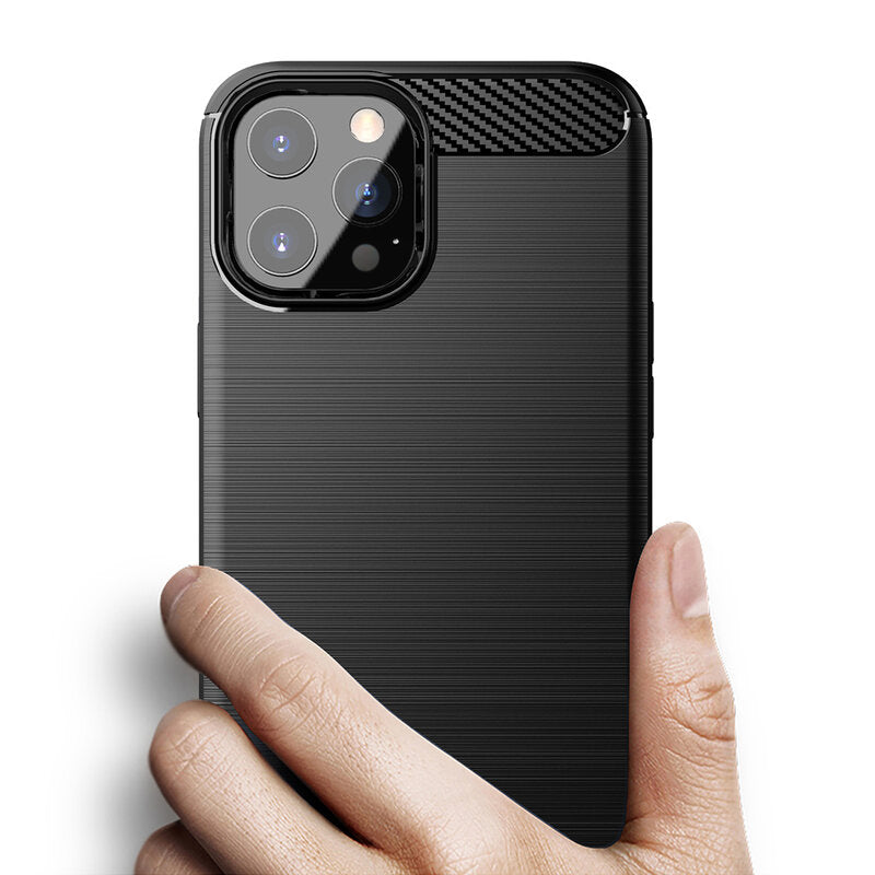 Custodia per Apple iPhone 13 Pro Max, Techsuit, Carbonio, Nera