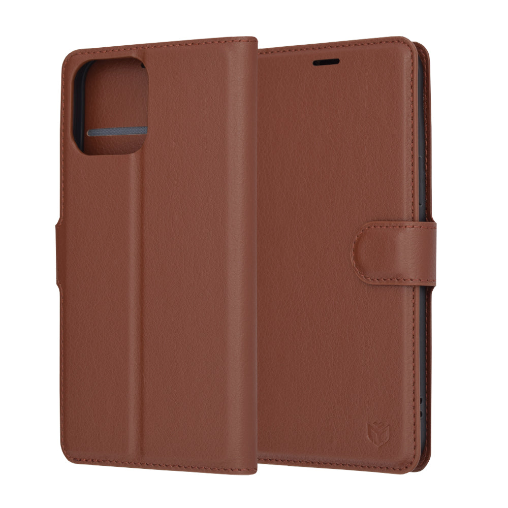 Custodia per Apple iPhone 13 Pro Max, Techsuit, Leather Folio, Marrone