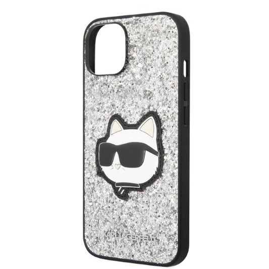 Case for Apple iPhone 14, Karl Lagerfeld, Glitter Choupette Patch, Silver