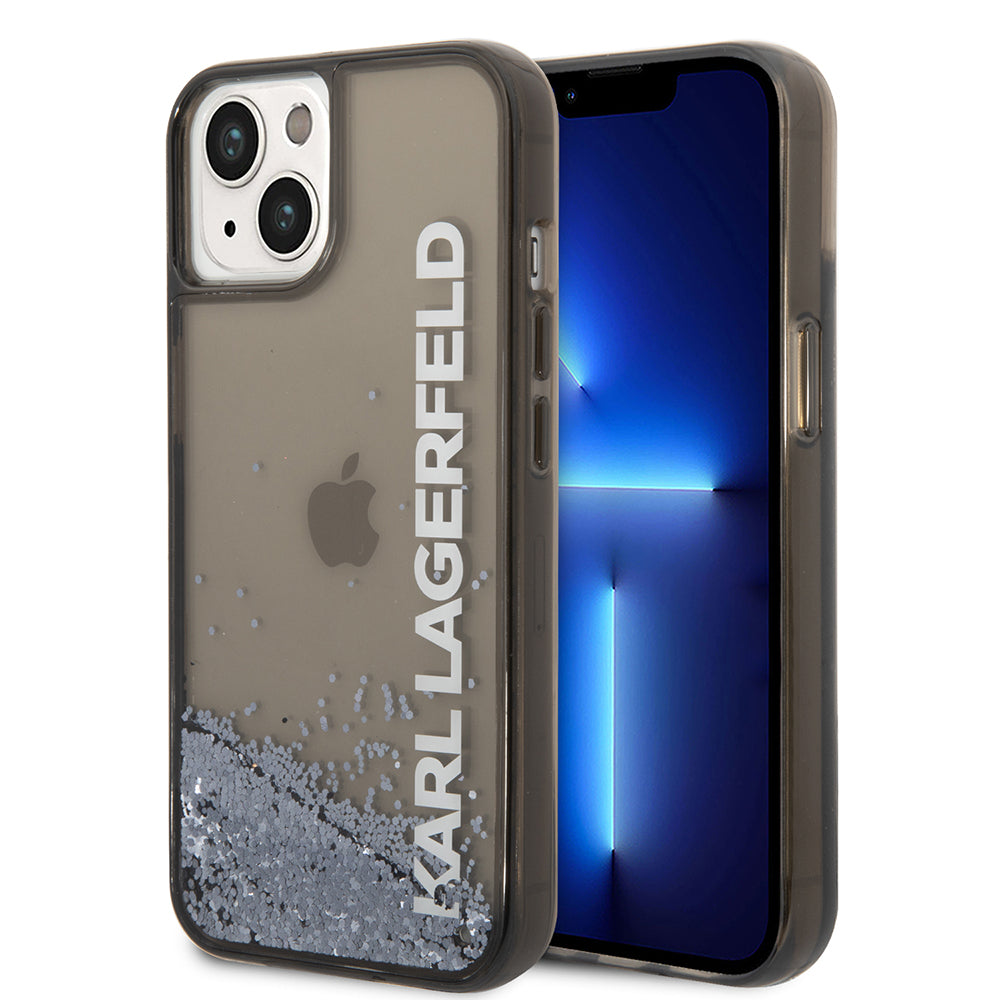 Custodia per Apple iPhone 14, Karl Lagerfeld, Liquid Glitter KL Logo, Nera