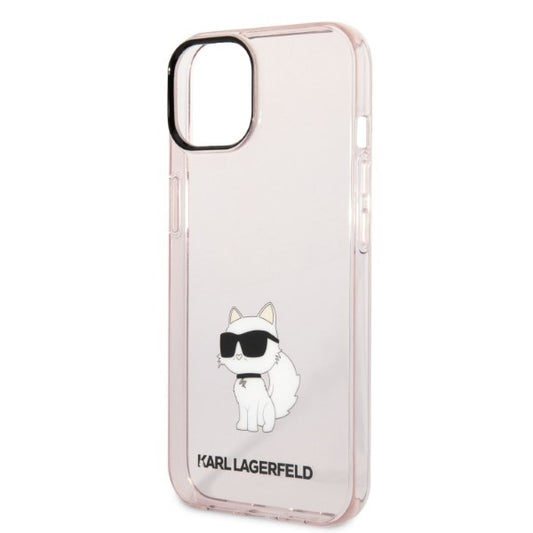 Custodia per Apple iPhone 14 Plus, Karl Lagerfeld, Ikonik Choupette, Rosa