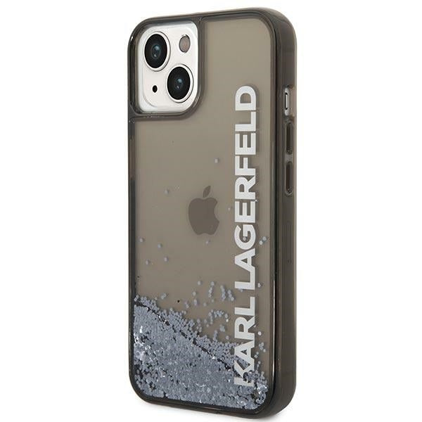 Custodia per Apple iPhone 14 Plus, Karl Lagerfeld, Liquid Glitter KL Logo, Nera