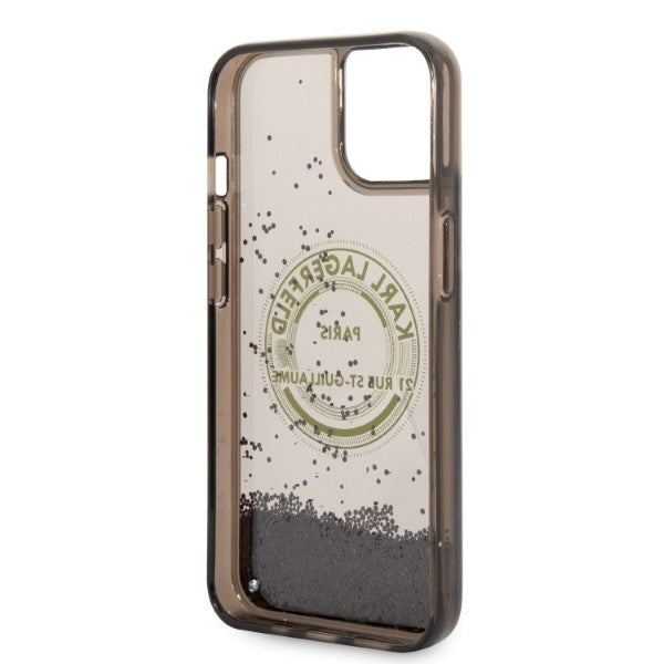 Étui pour Apple iPhone 14 Plus, Karl Lagerfeld, Liquid Glitter RSG, Noir