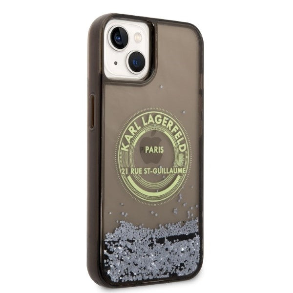 Étui pour Apple iPhone 14 Plus, Karl Lagerfeld, Liquid Glitter RSG, Noir