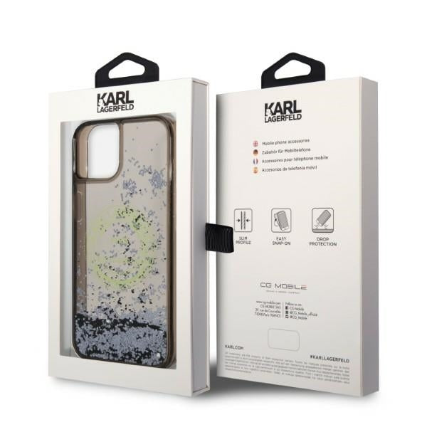 Étui pour Apple iPhone 14 Plus, Karl Lagerfeld, Liquid Glitter RSG, Noir
