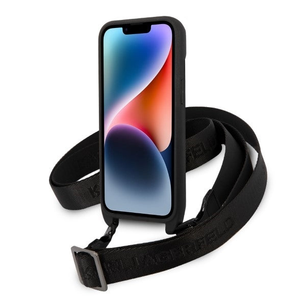 Custodia per Apple iPhone 14 Plus, Karl Lagerfeld, Monogram Ikonik Karl, Bianca