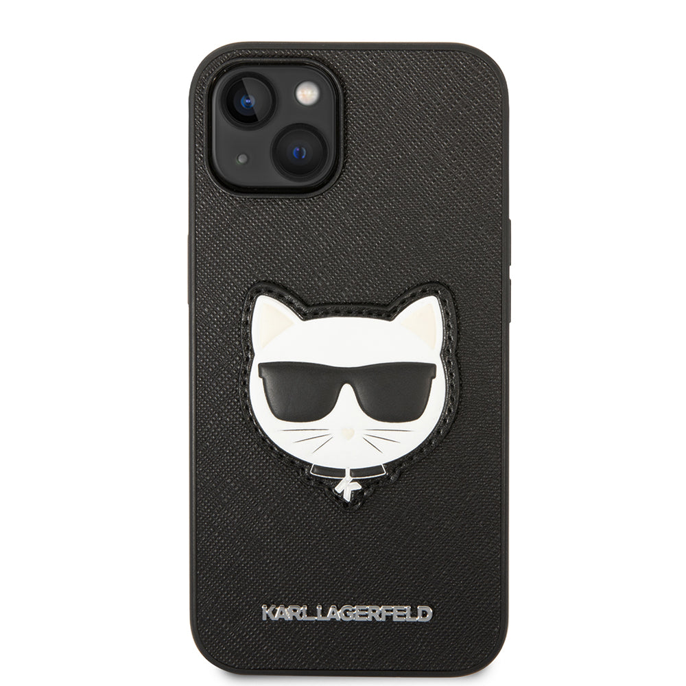 Étui pour Apple iPhone 14 Plus, Karl Lagerfeld, Saffiano Choupette's Head, Noir