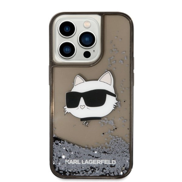 Hülle für Apple iPhone 14 Pro, Karl Lagerfeld, Glitter Choupette's Head, Schwarz