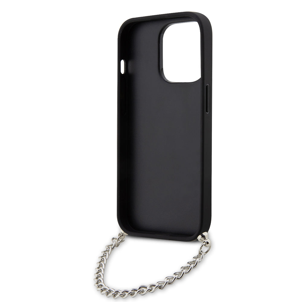 Étui pour Apple iPhone 14 Pro, Karl Lagerfeld, Saffiano Monogram Chain, Argenté