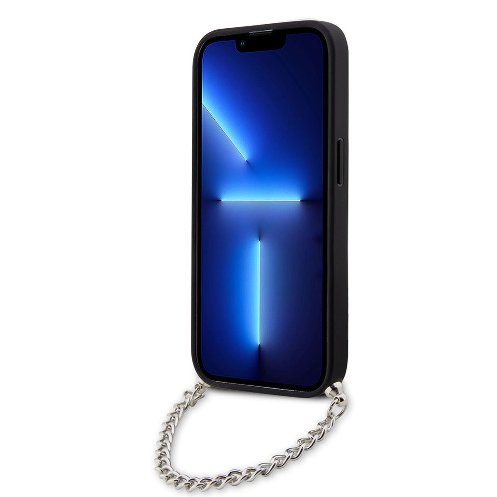 Étui pour Apple iPhone 14 Pro, Karl Lagerfeld, Saffiano Monogram Chain, Argenté