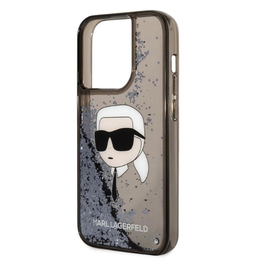 Custodia per Apple iPhone 14 Pro Max, Karl Lagerfeld, Glitter Karl's Head, Nera