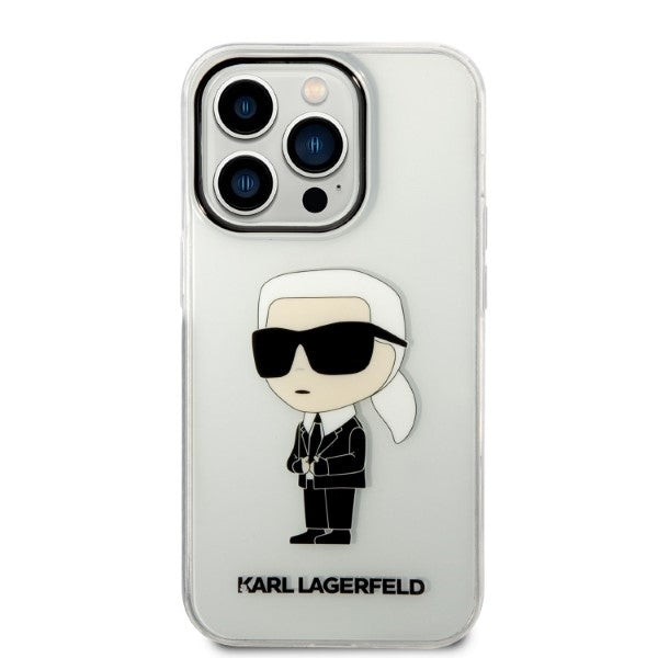 Étui pour Apple iPhone 14 Pro Max, Karl Lagerfeld, Ikonik Karl, Transparent