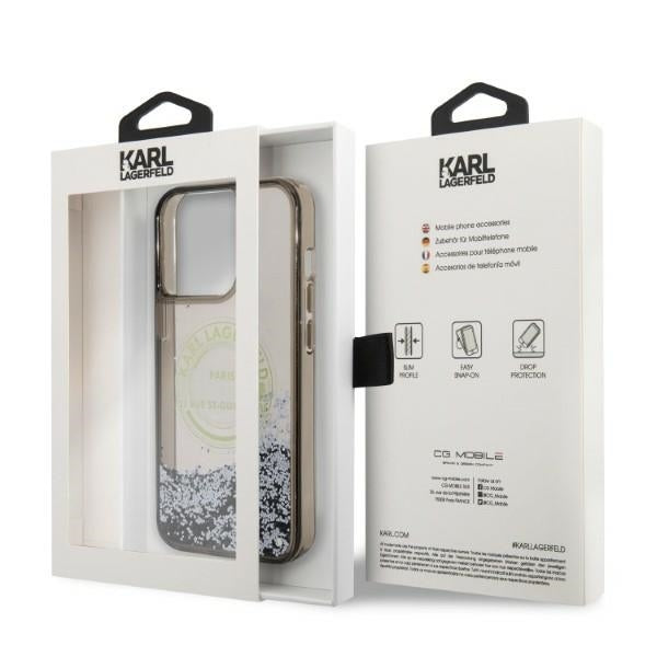 Custodia per Apple iPhone 14 Pro Max, Karl Lagerfeld, Liquid Glitter RSG, Nera