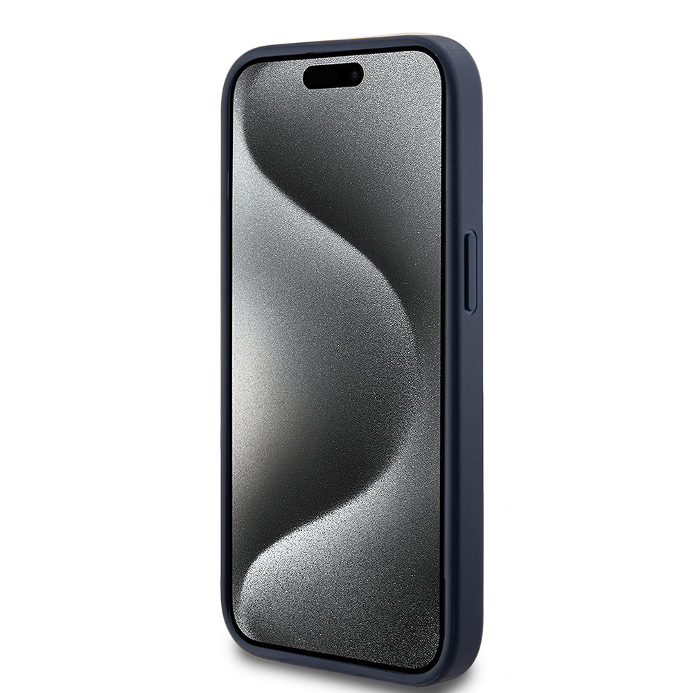 Custodia per Apple iPhone 15, Guess, 4G Triangle Logo, Blu