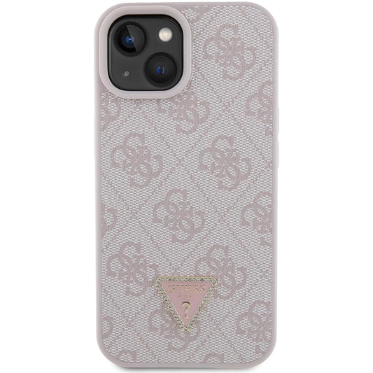 Hülle für Apple iPhone 15, Guess, 4G Triangle Strass, Rosa