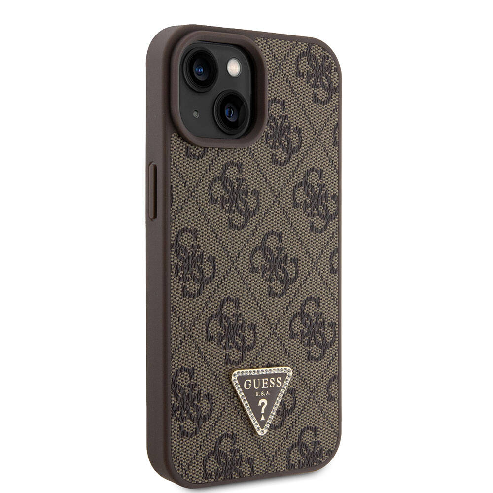 Custodia per Apple iPhone 15, Guess, Crossbody 4G Metal Logo, Marrone