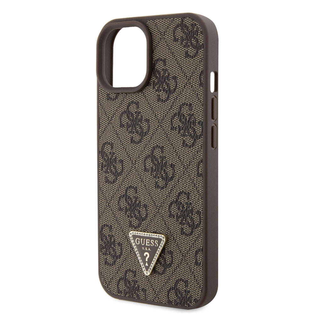 Custodia per Apple iPhone 15, Guess, Crossbody 4G Metal Logo, Marrone