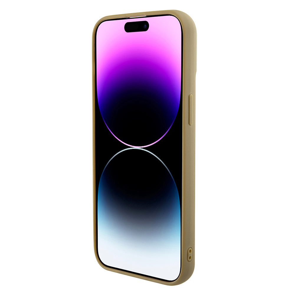 Custodia per Apple iPhone 15, Guess, Disco Metal Script, Dorata
