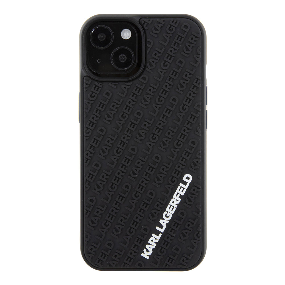 Étui pour Apple iPhone 15, Karl Lagerfeld, 3D Rubber Multi Logo, Noir