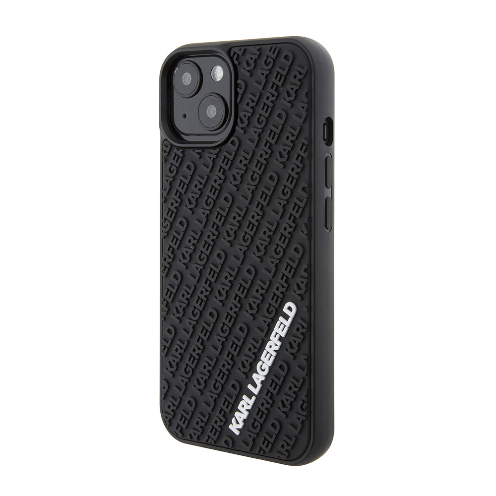 Étui pour Apple iPhone 15, Karl Lagerfeld, 3D Rubber Multi Logo, Noir