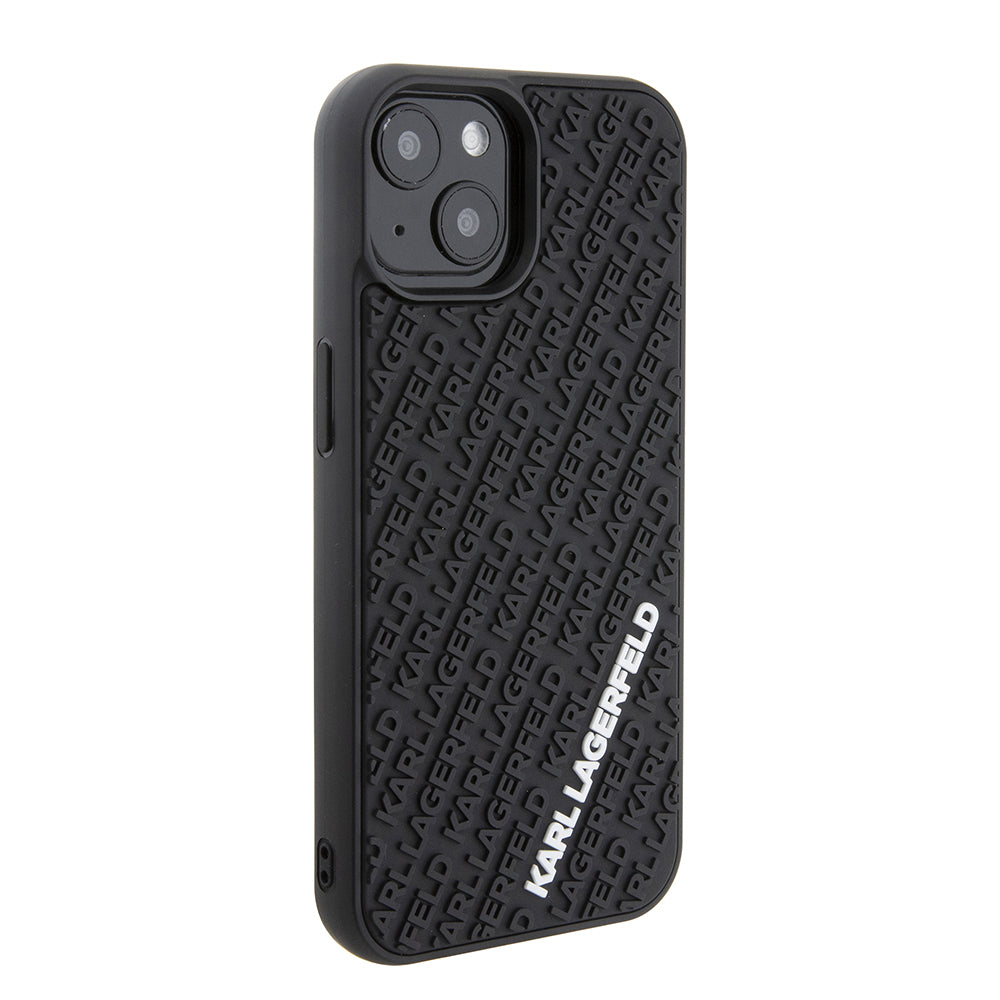 Étui pour Apple iPhone 15, Karl Lagerfeld, 3D Rubber Multi Logo, Noir