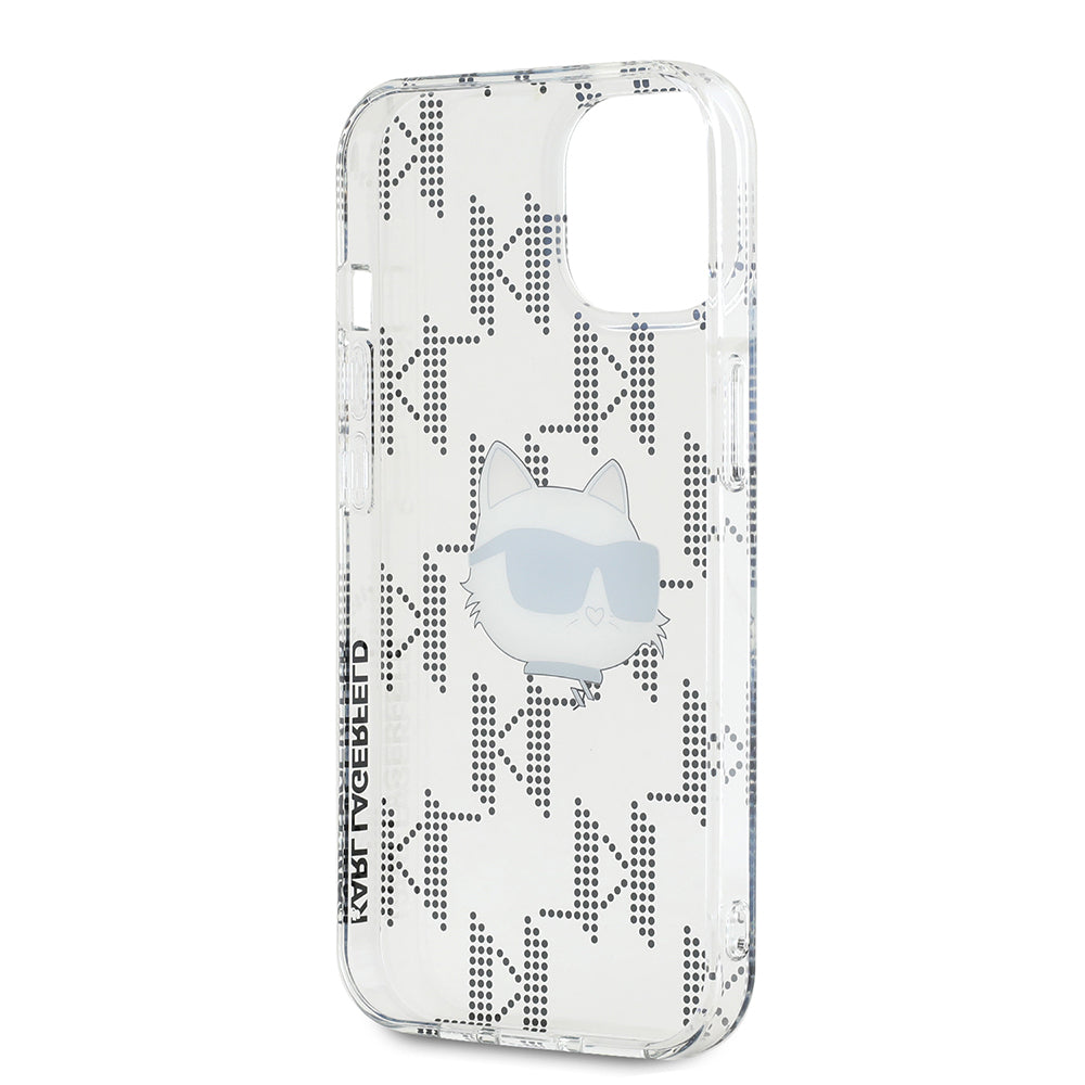 Étui pour Apple iPhone 15, Karl Lagerfeld, IML Electroplated Choupette Head, Transparent