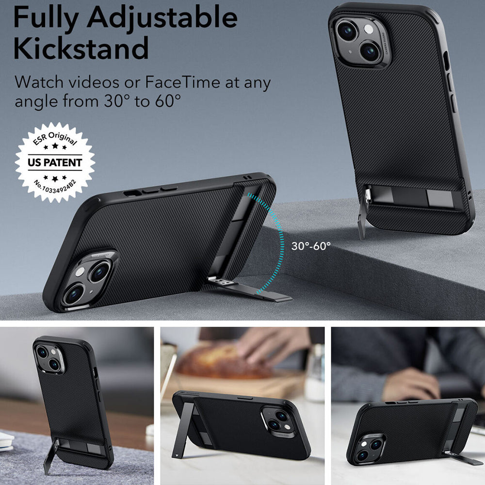 Custodia per Apple iPhone 15 Plus, ESR, Air Shield Boost Kickstand, Nera