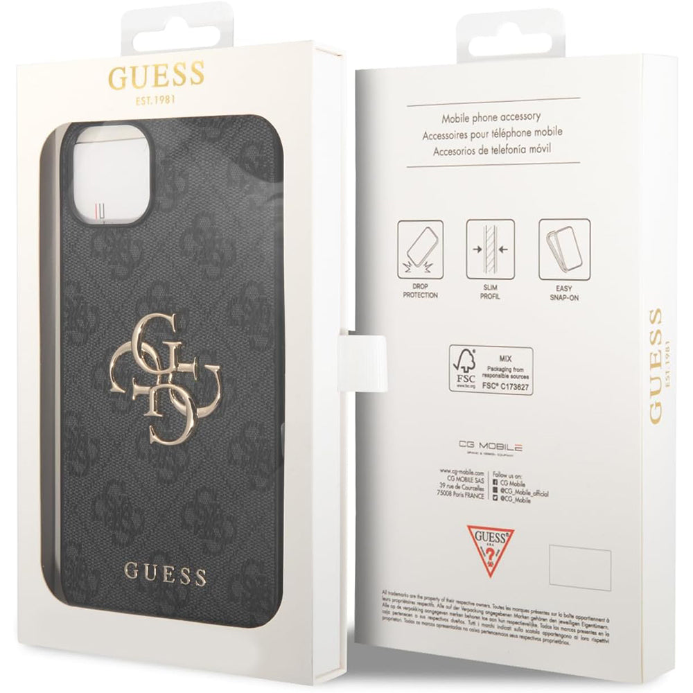 Étui pour Apple iPhone 15 Plus, Guess, 4G Big Logo, Gris