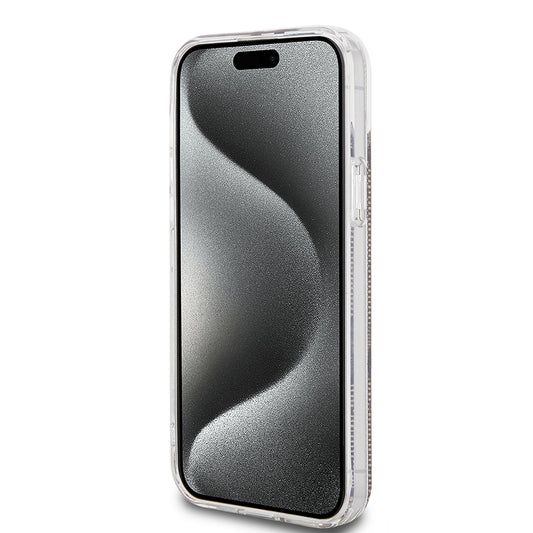 Custodia per Apple iPhone 15 Plus, Guess, IML 4G Gold Stripe, Marrone