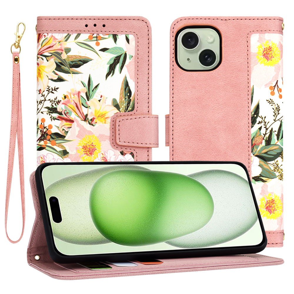 Coque pour Apple iPhone 15 Plus, Techsuit, FlipCraft, Rose