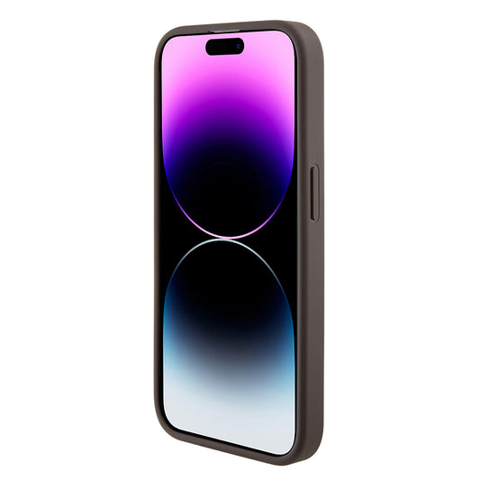 Étui pour Apple iPhone 15 Pro, Guess, Grip Stand 4G Triangle Strass, Marron