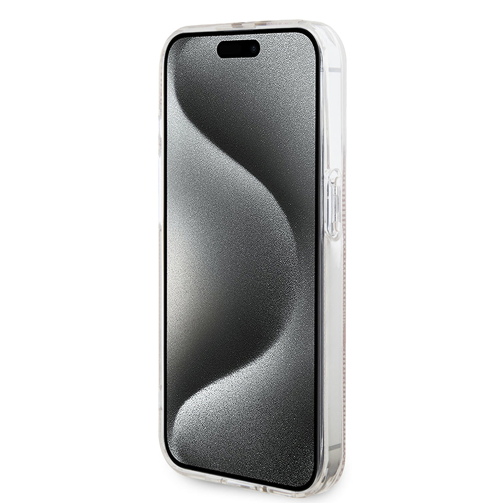 Hülle für Apple iPhone 15 Pro, Guess, IML 4G Gold Stripe, Rosa