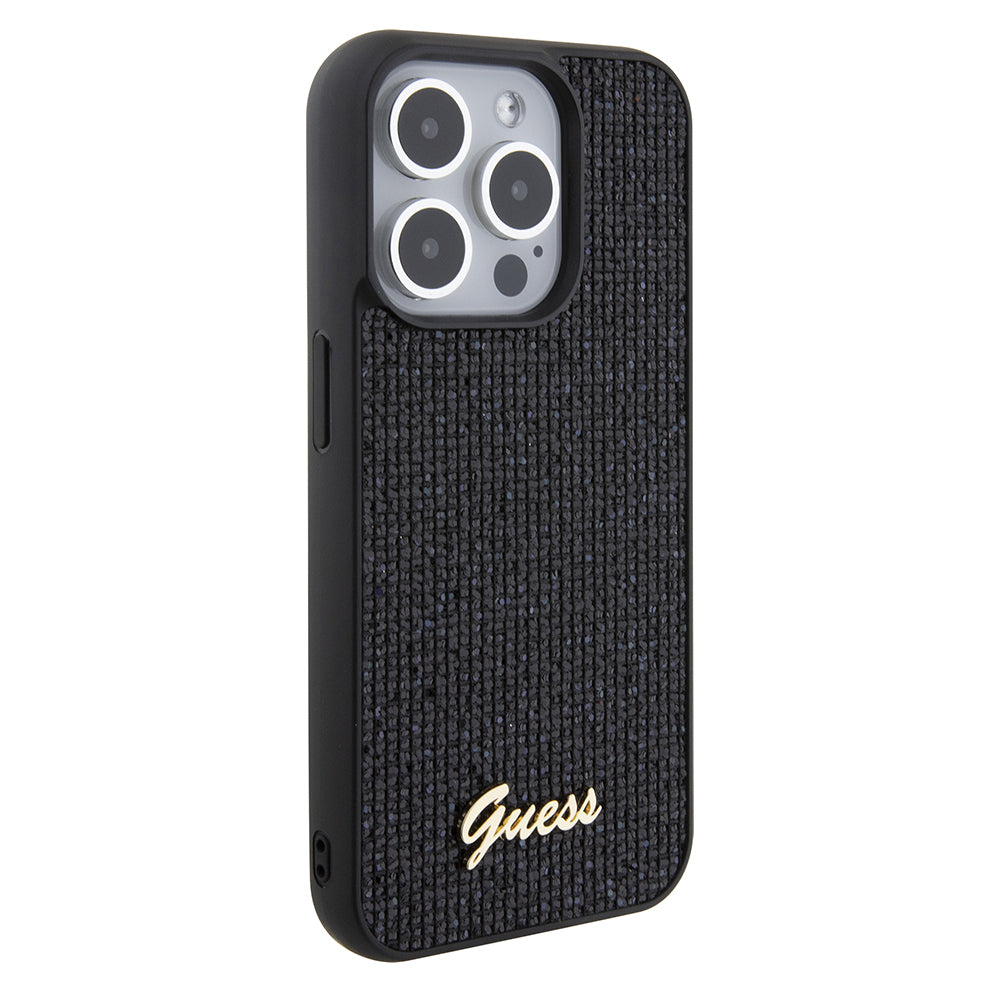 Étui pour Apple iPhone 15 Pro, Guess, PU Square Mirror Script Logo, Noir GUHCP15LPMSDGSK