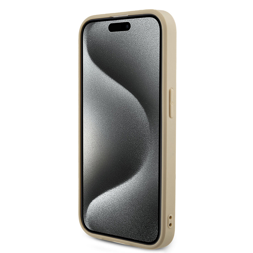 Hülle für Apple iPhone 15 Pro, Guess, Saffiano Iridescent Script, Gold