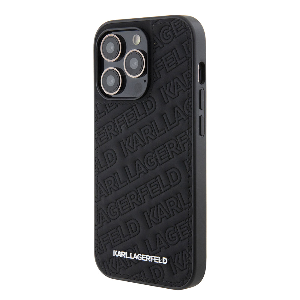 Custodia per Apple iPhone 15 Pro, Karl Lagerfeld, Diagonal Quilted K Pattern, Nera