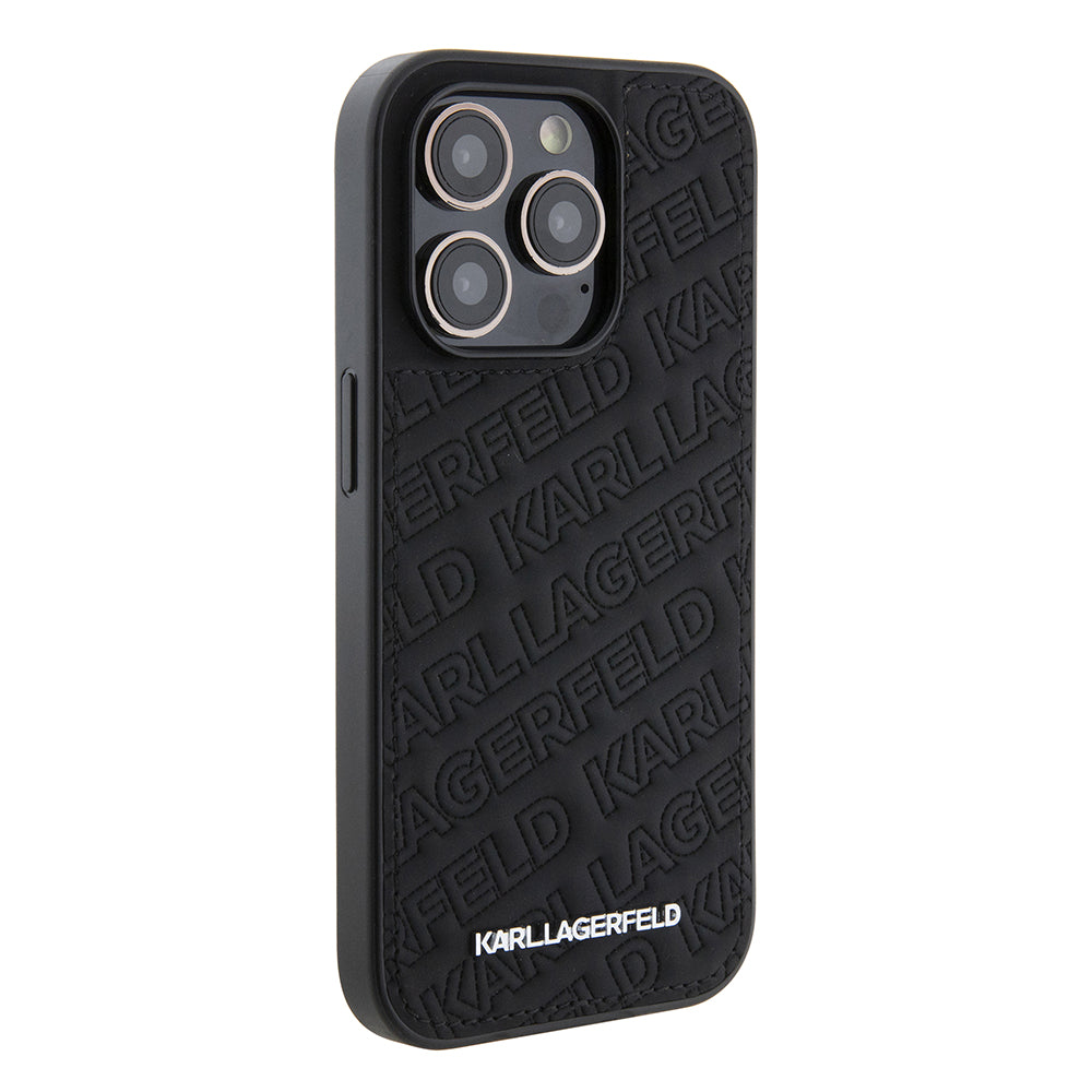 Custodia per Apple iPhone 15 Pro, Karl Lagerfeld, Diagonal Quilted K Pattern, Nera