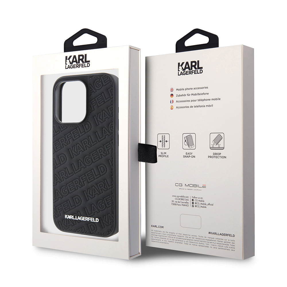 Custodia per Apple iPhone 15 Pro, Karl Lagerfeld, Diagonal Quilted K Pattern, Nera