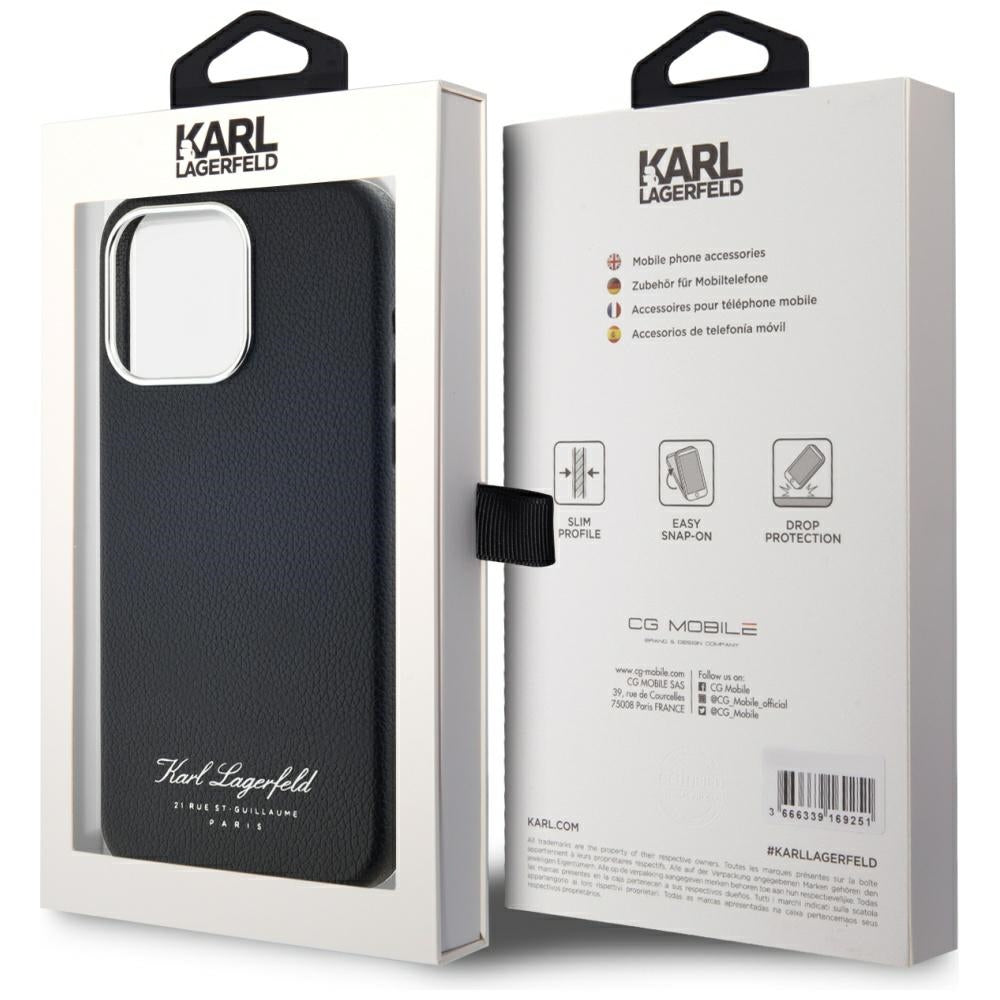 Custodia per Apple iPhone 15 Pro, Karl Lagerfeld, Grained Hotel RSG, Nera